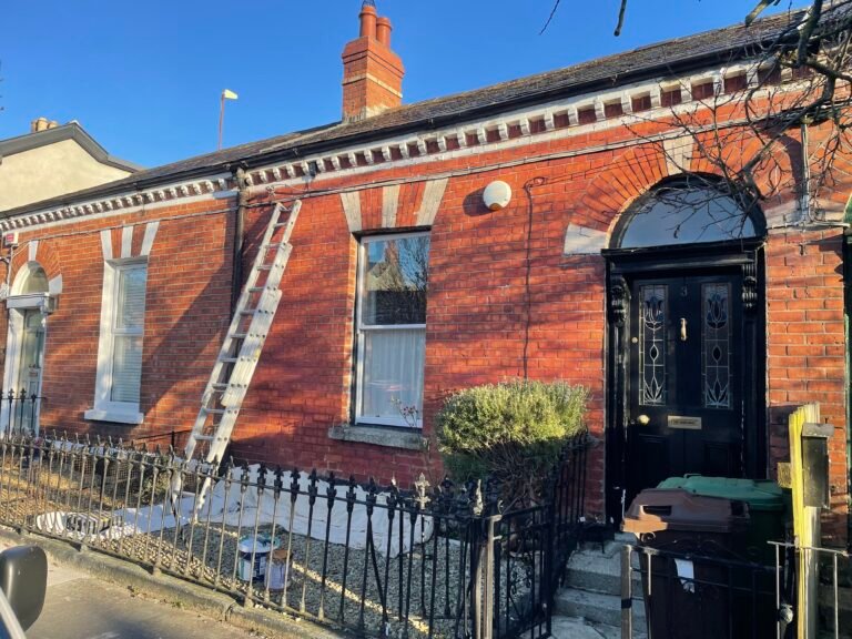 Spring exterior painting in Phibsborough, Dublin: restoring gutters and decorative brick